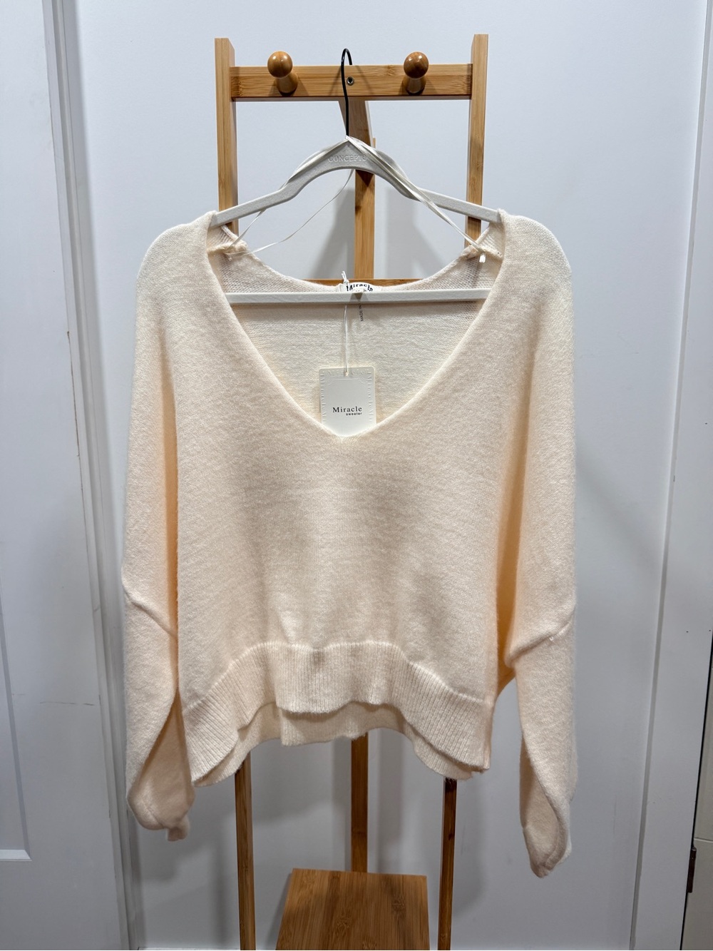Miracle Soft Cream V-Neck Pullover Sweater